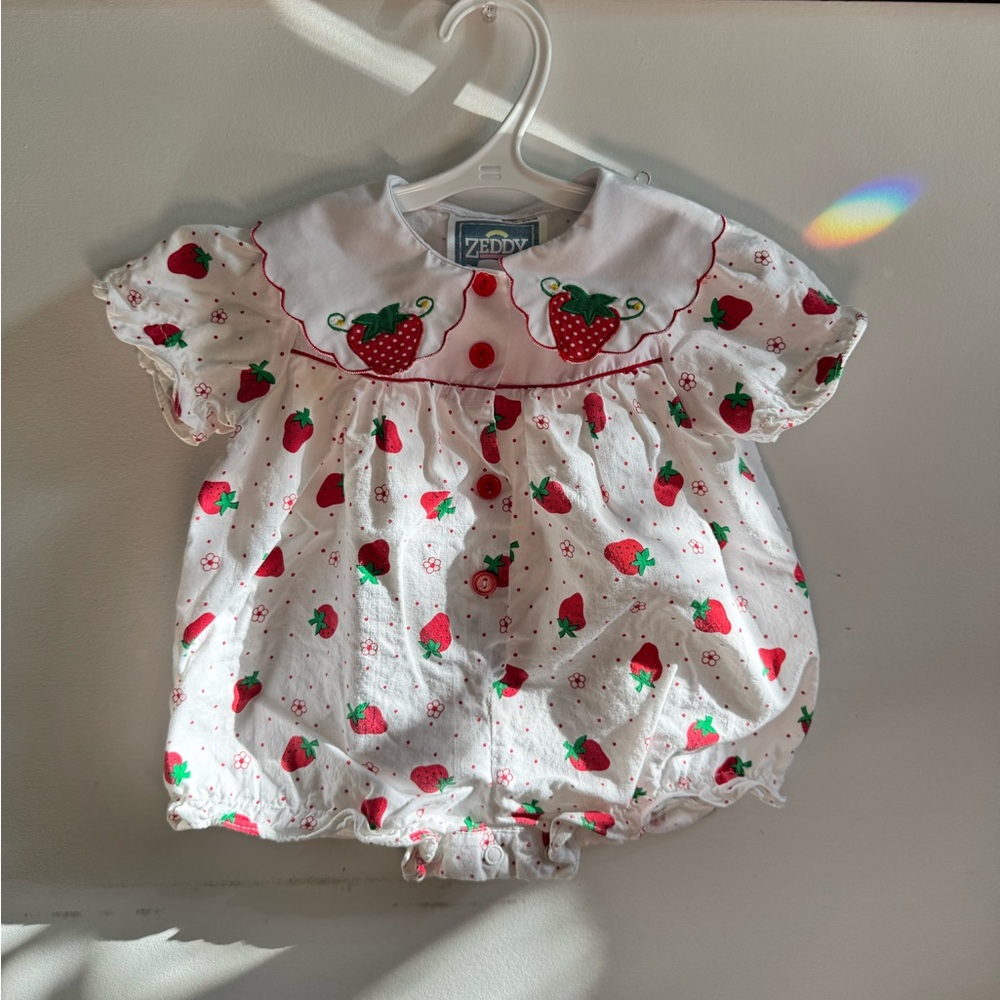 Beautiful strawberry bubble romper